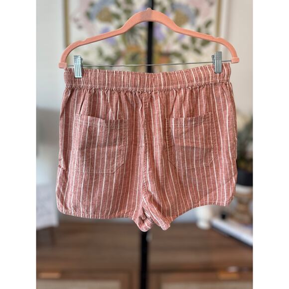 NWT Marine Layer Hi-Rise Beach Shorts Bombay Brown White Stripe Womens Sze Large - Picture 6 of 12